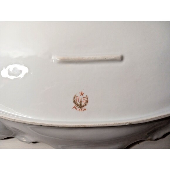 RS Prussia Porcelain Poppies Reflecting Celery Dish Handles Antique Gilded - Picture 7 of 16